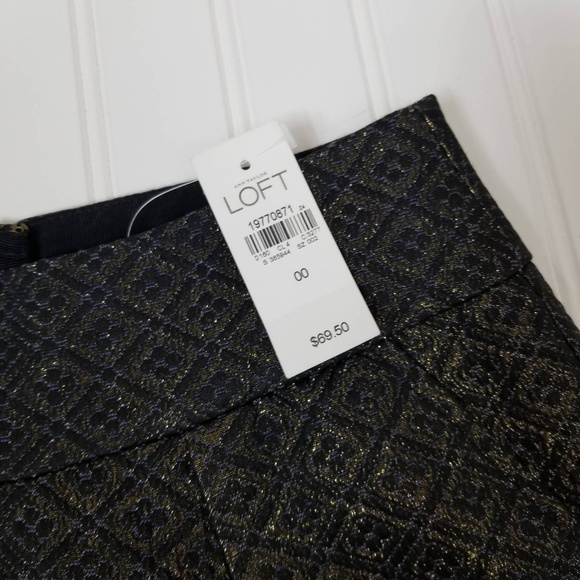 New LOFT black & gold brocade pleated skirt - Picture 4 of 6